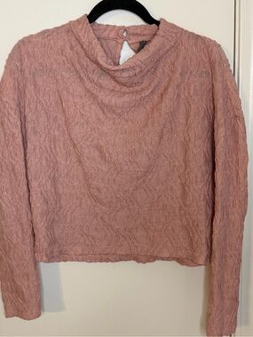 Anthropologie Textured Mock Cowl Sweater in Dusty Rose